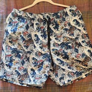 Men's CULPRIT Ocean Wave Print Swim Shorts - Blue